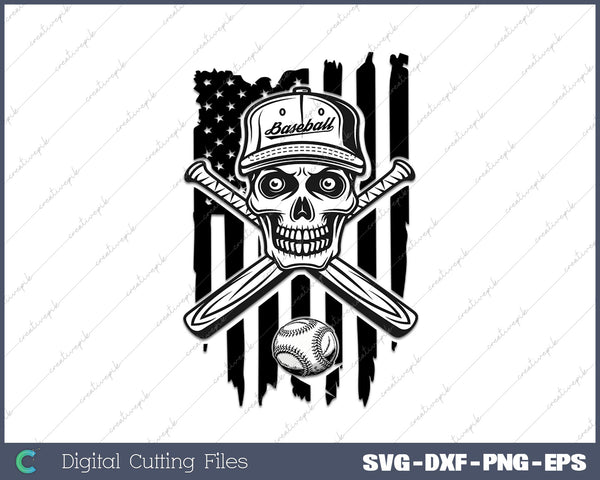 US Baseball Crossbones SVG DXF PNG Cutting File