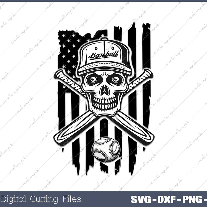 US Baseball Crossbones SVG DXF PNG Cutting File