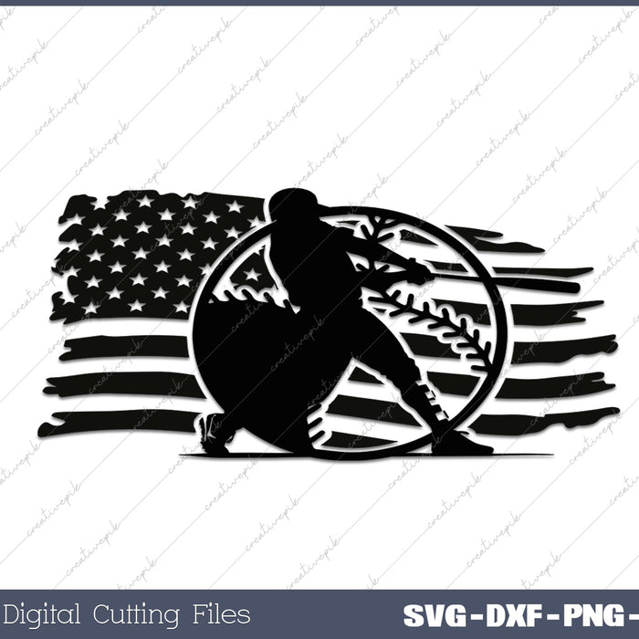 US Baseball Flag SVG DXF PNG Cutting File