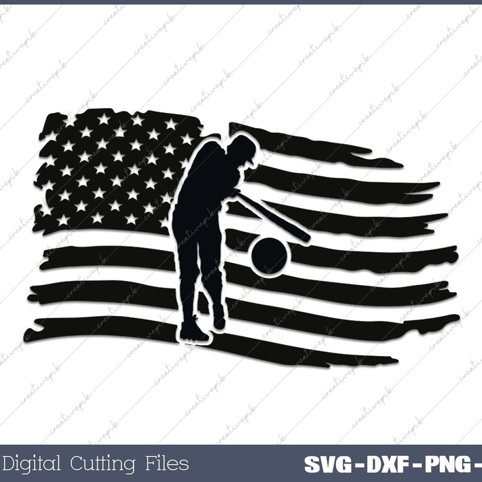 US Baseball Kid Player SVG DXF PNG Cutting File