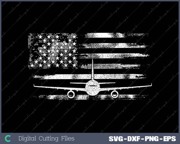 US Flag Airplane Patriotic American Pilot 