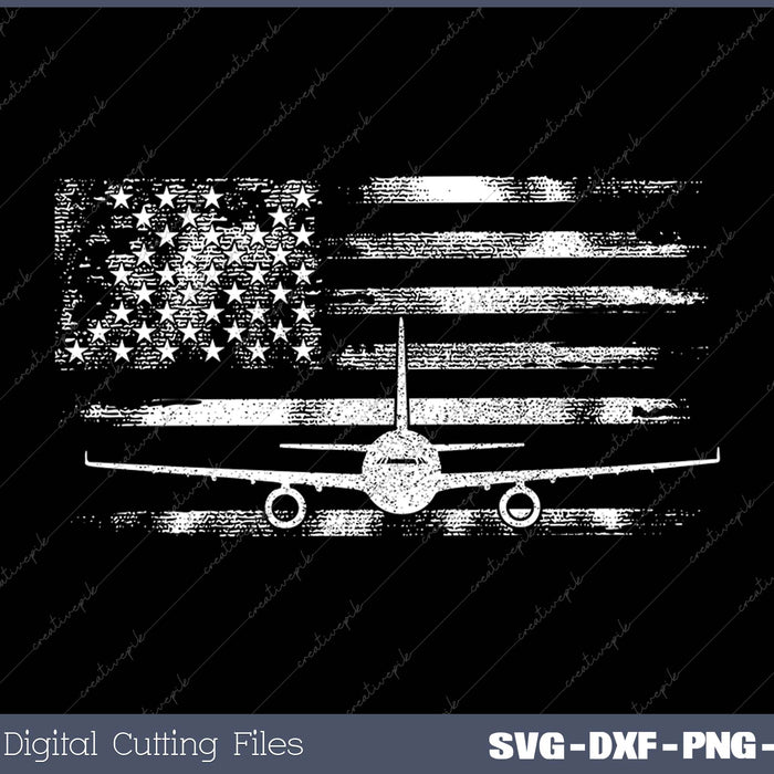 US Flag Airplane Patriotic American Pilot 