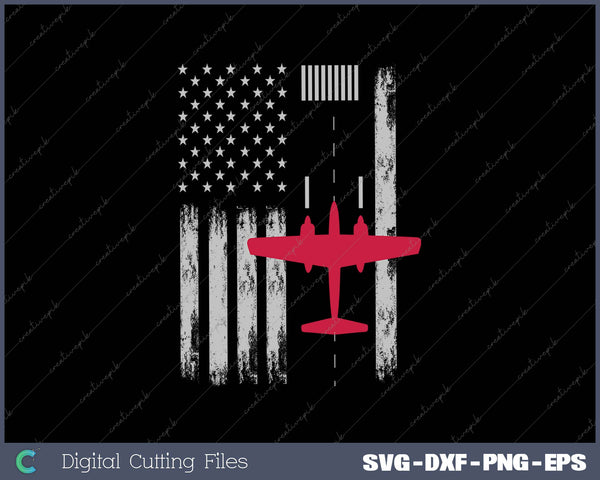 US Flag Airport Runway! Airplane Pilot SVG PNG Cutting Printable Files