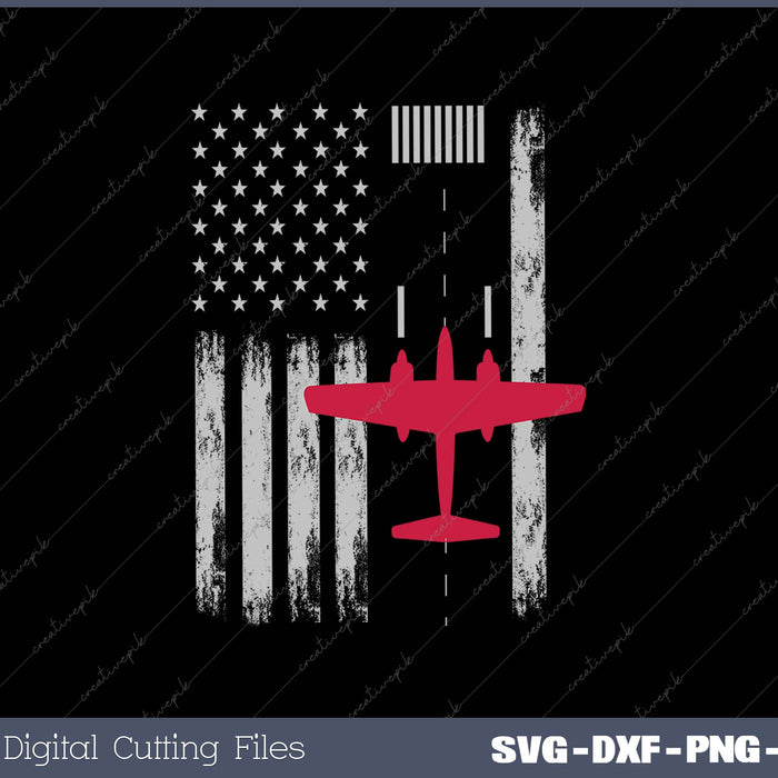 US Flag Airport Runway! Airplane Pilot SVG PNG Cutting Printable Files