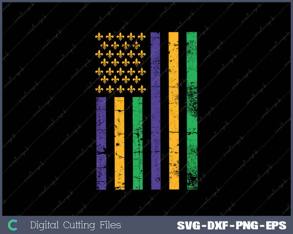 US Mardi Gras Flag SVG PNG Cutting Printable Files