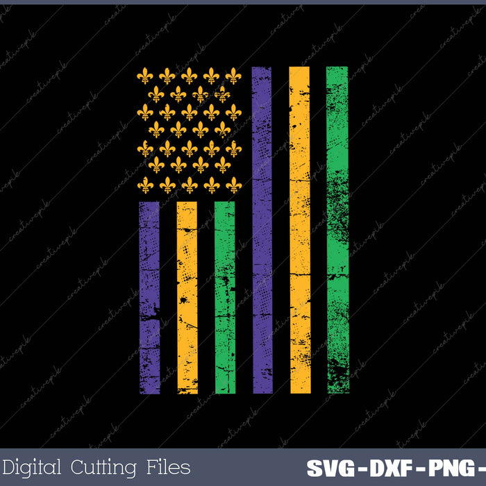 US Mardi Gras Flag SVG PNG Cutting Printable Files