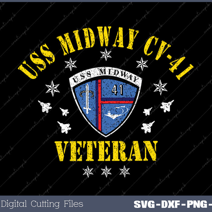 USS Midway CV 41 Aircraft Carrier USA Flag SVG PNG Printable Files