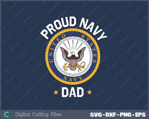 United States Navy Father's Day Proud Navy Dad Collegiate SVG PNG Cutting Printable Files