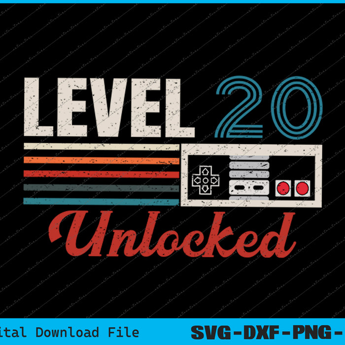 Unlocked Level 20 Birthday Boy Video Game Controller SVG PNG Files