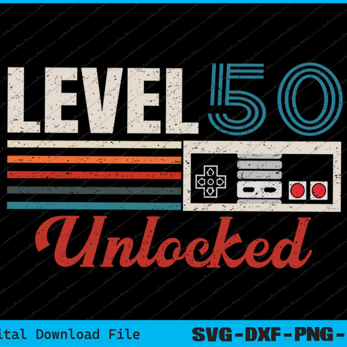 Unlocked Level 50 Birthday Boy Video Game Controller SVG PNG Files