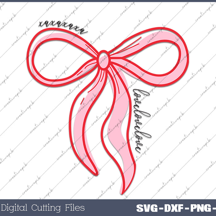 Valentine Coquette Bow Valentine Day SVG PNG Cutting Printable Files