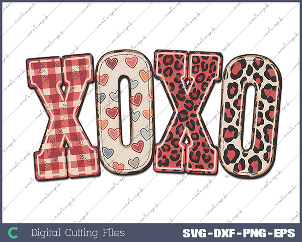 Valentine XOXO Brushstroke Valentine Day SVG PNG Cutting Printable Files