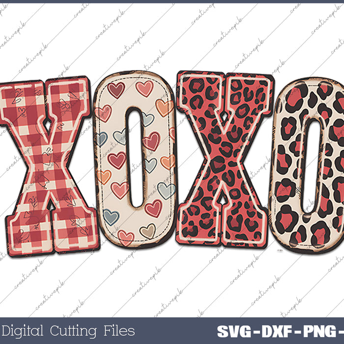 Valentine XOXO Brushstroke Valentine Day SVG PNG Cutting Printable Files