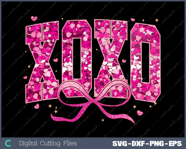 Valentine XOXO Coquette Sparkly Glitter Valentines Day SVG PNG Cutting Printable Files