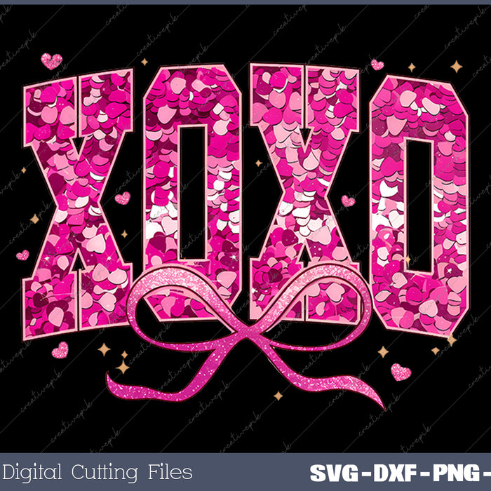 Valentine XOXO Coquette Sparkly Glitter Valentines Day SVG PNG Cutting Printable Files