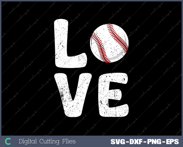 Valentine's Day Love Baseball PNG Svg Design Cut File