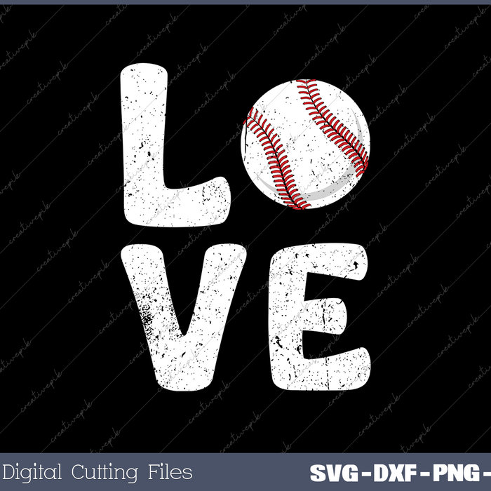 Valentine's Day Love Baseball PNG Svg Design Cut File