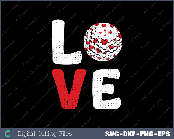 Valentine's Day Love Golfball PNG Svg Design Cut File