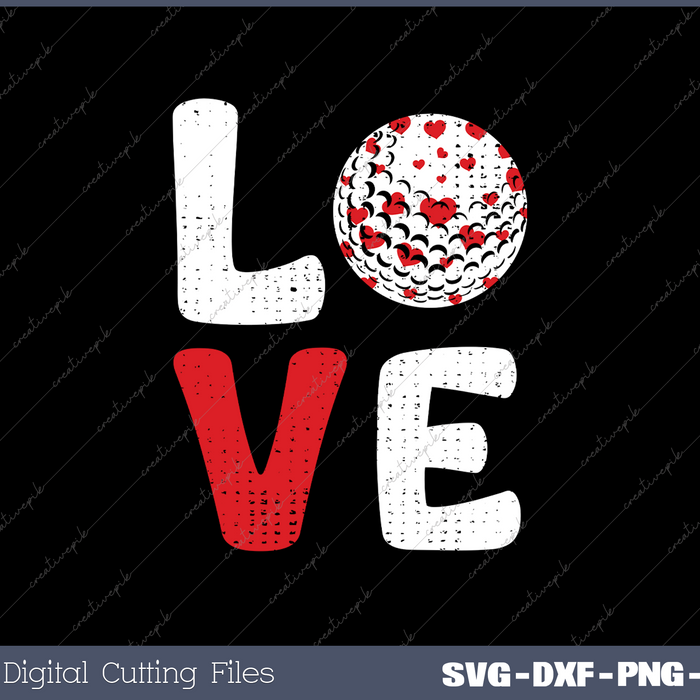 Valentine's Day Love Golfball PNG Svg Design Cut File