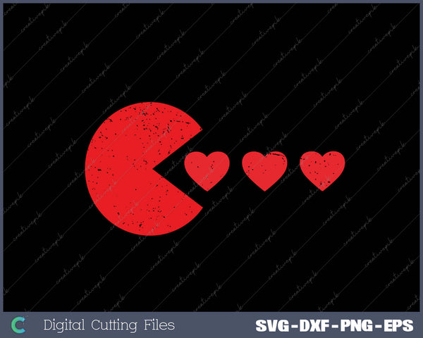 Valentines Day Gamer Eating Hearts SVG PNG Cutting Printable Files