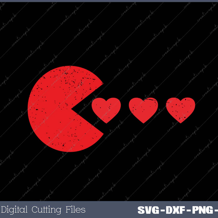 Valentines Day Gamer Eating Hearts SVG PNG Cutting Printable Files