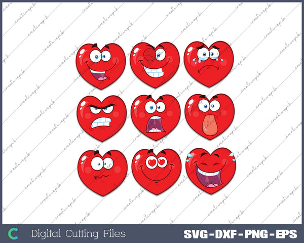 Valentines Day Silly Faces Hearts Funny Boys Girls SVG PNG Cutting Printable Files