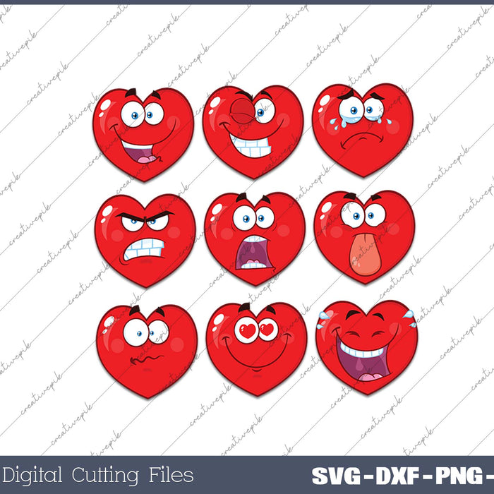 Valentines Day Silly Faces Hearts Funny Boys Girls SVG PNG Cutting Printable Files