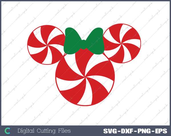 Very Merry Christmas Party Peppermint Minnie Mickey SVG PNG Cutting Printable Files