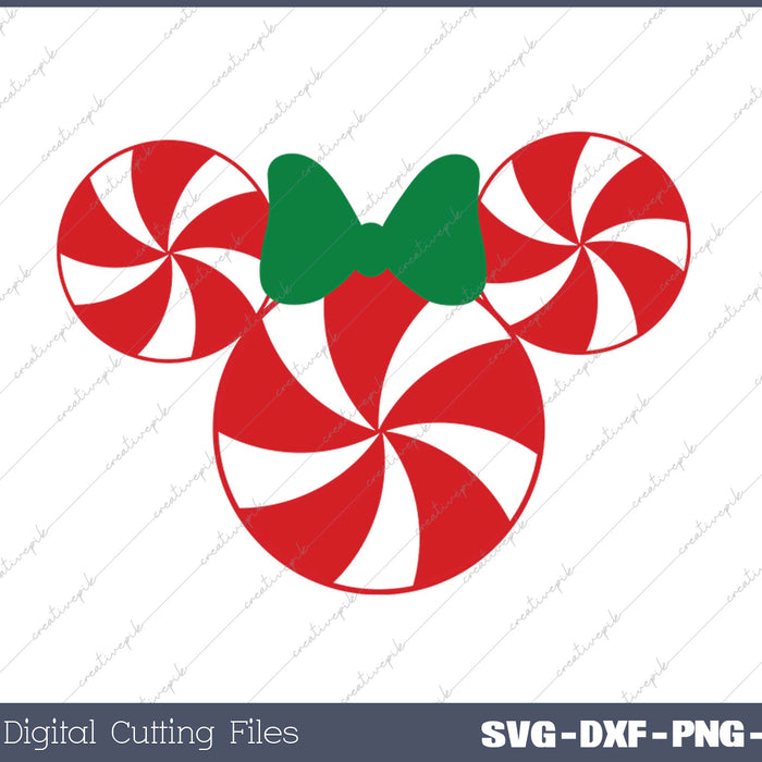 Very Merry Christmas Party Peppermint Minnie Mickey SVG PNG Cutting Printable Files