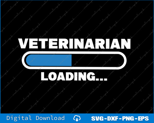 Graphic with 'Veterinarian Loading...' text and loading bar on a black background