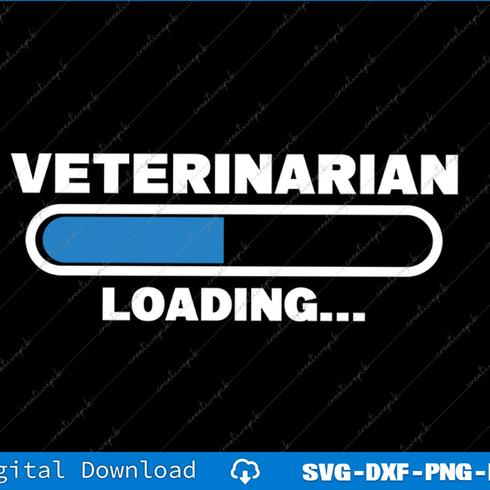 Graphic with 'Veterinarian Loading...' text and loading bar on a black background