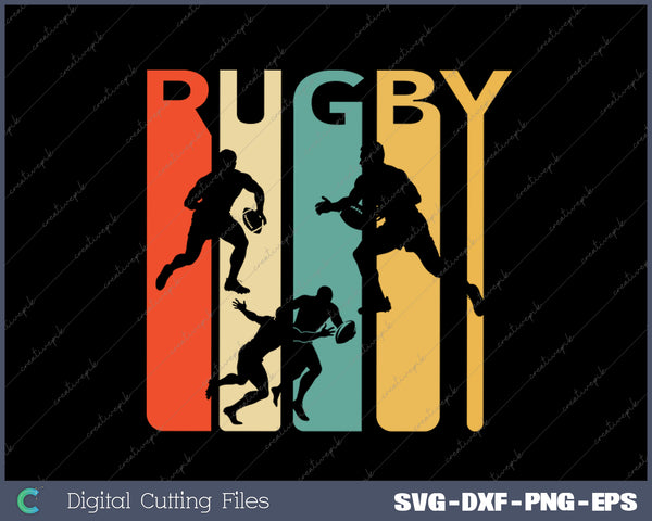 Vintage 1970's Style Rugby, Rugby Sports SVG PNG Files