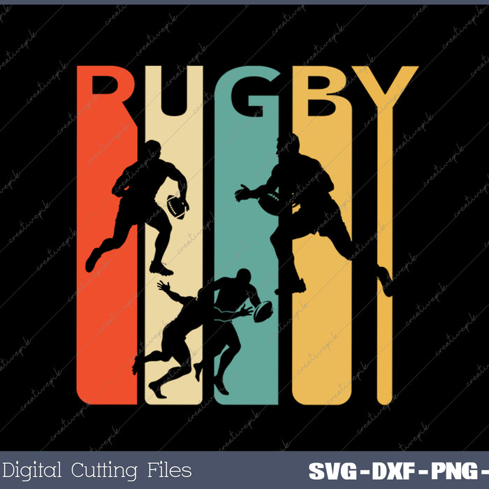 Vintage 1970's Style Rugby, Rugby Sports SVG PNG Files