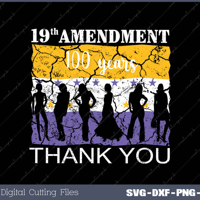 Vintage 19th Amendment 1920 Victory Flag Thank You Women SVG PNG Cutting Printable Files 