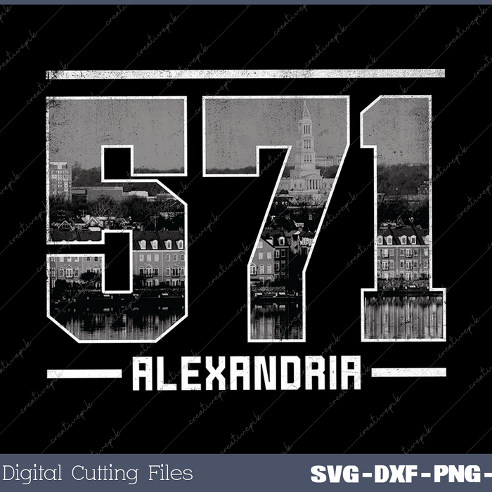 Vintage Alexandria 571 Area Code Virginia Skyline