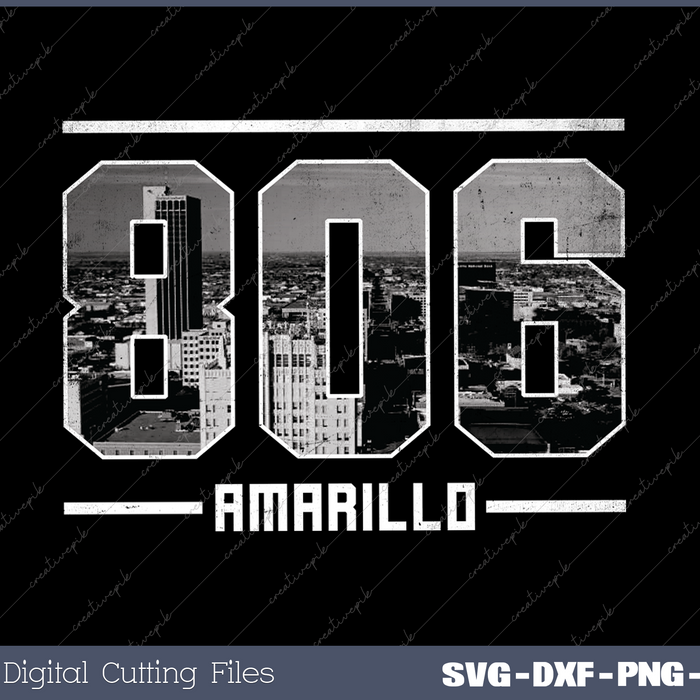 Vintage Amarillo 806 Area Code Texas Skyline
