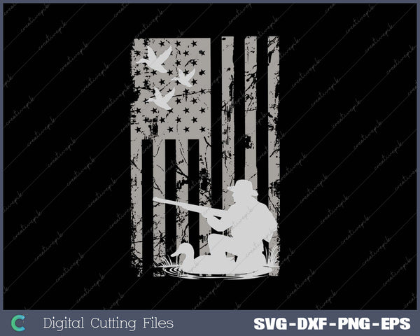 Vintage American Flag Duck Hunting Duck Hunter Gift SVG PNG Cutting Printable Files