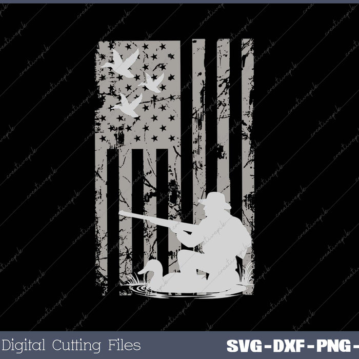 Vintage American Flag Duck Hunting Duck Hunter Gift SVG PNG Cutting Printable Files