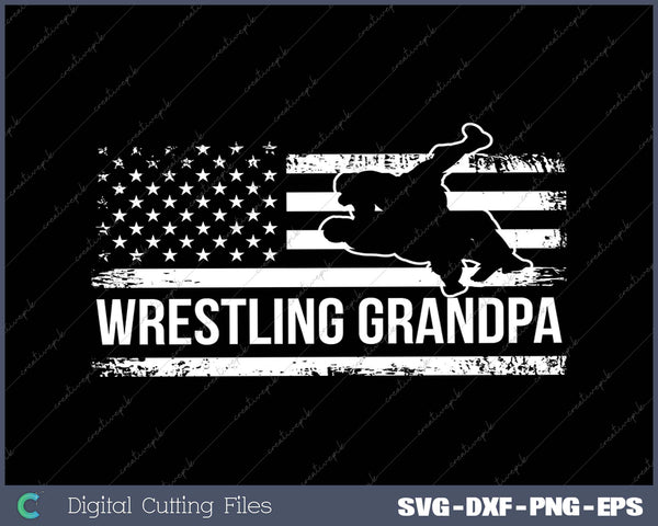 Vintage American Flag Wrestling Grandpa Silhouette Wrestler 