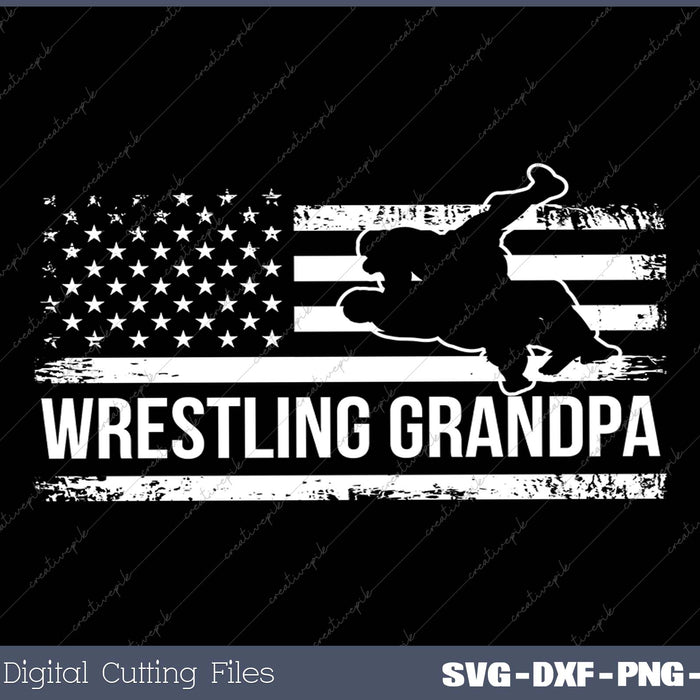 Vintage American Flag Wrestling Grandpa Silhouette Wrestler 