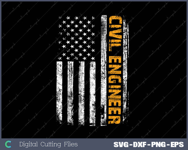 Vintage American USA Flag Civil Engineer SVG PNG Cutting Printable Files