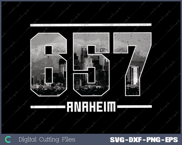 Vintage Anaheim 657 Area Code California Skyline SVG Cut files