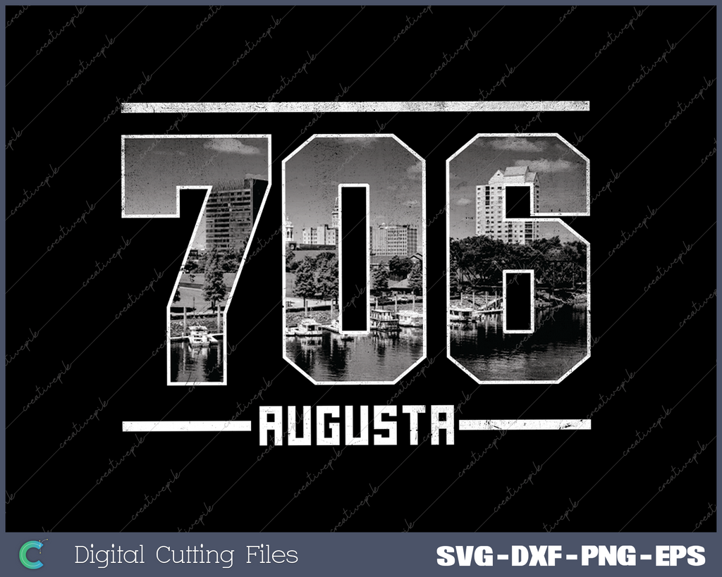Vintage Augusta 706 Area Code Georgia Skyline SVG PNG Cutting Files ...