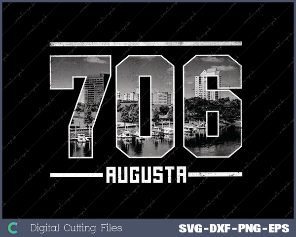 Vintage Augusta 706 Area Code Georgia Skyline SVG Cut files