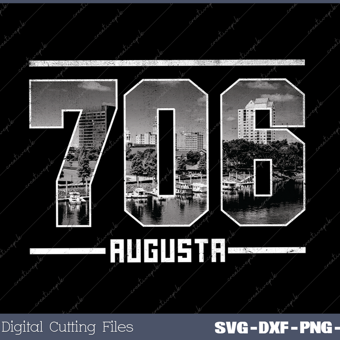 Vintage Augusta 706 Area Code Georgia Skyline
