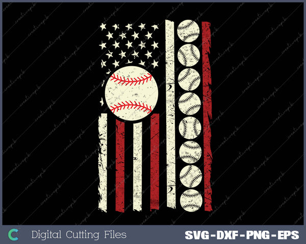 Vintage Baseball American Flag For Men Boys Girls Women