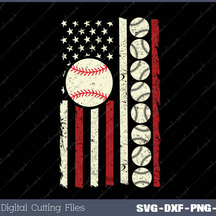 Vintage Baseball American Flag For Men Boys Girls Women