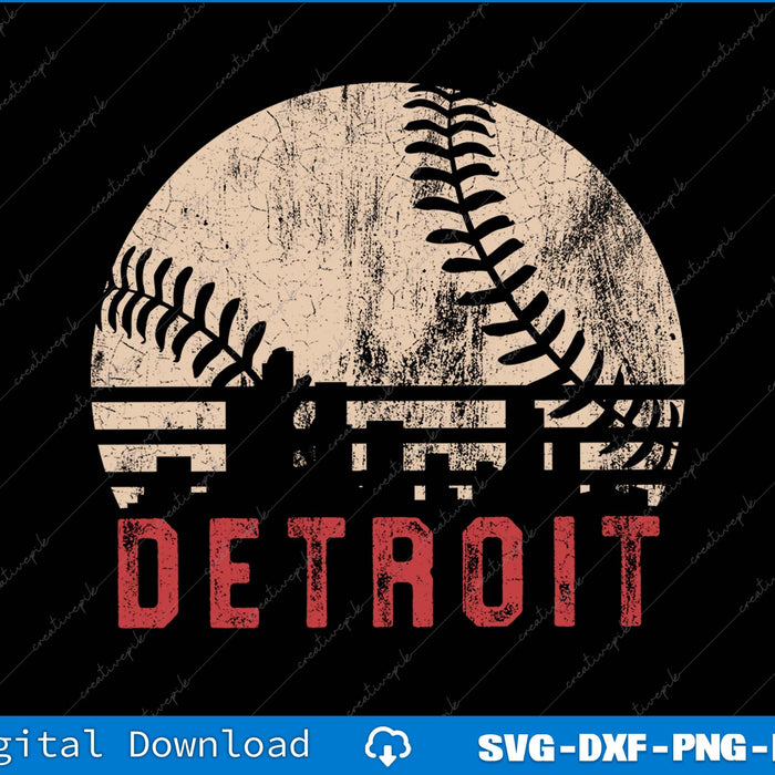 Vintage Baseball Detroit SVG PNG Cutting Printable File