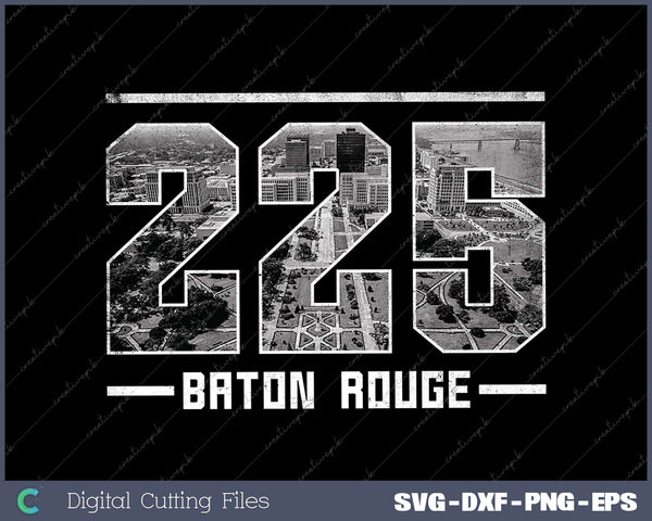 Vintage Baton Rouge 225 Area Code Louisiana Skyline SVG Cut files