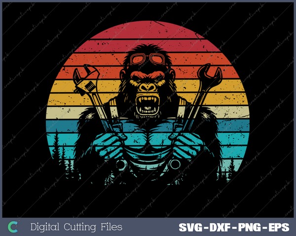 Vintage Bigfoot Plumber Pipe Wrench Funny Sasquatch Plumbing SVG PNG Cutting Printable Files